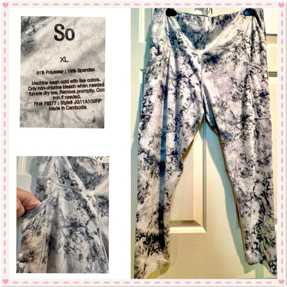 Women’s SO leggings - gray (light and dark) & white - size XL - thigh pockets - Picture 10 of 11